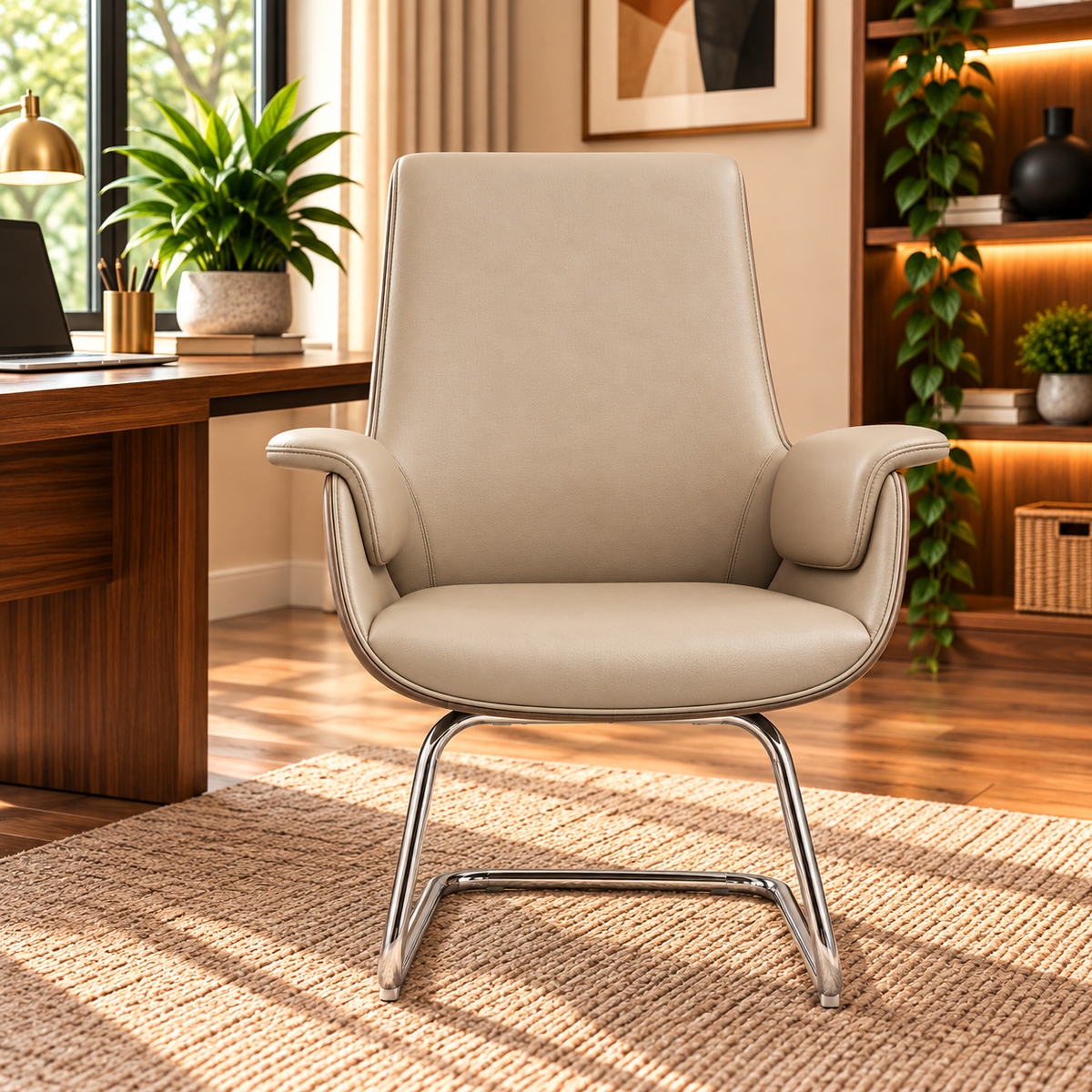 Modern High-Back Conference Chair with Padded Armrests
