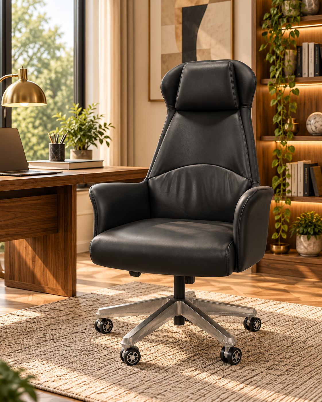 Executive High-Back Office Chair with Winged Headrest