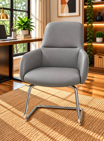 Modern Padded Visitor Chair with Curved Armrests