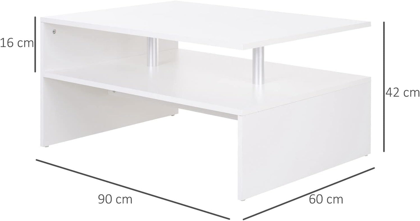 Home gallery 2 tier coffee table with open shelf - white,X-Large,H00487