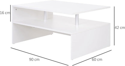 Home gallery 2 tier coffee table with open shelf - white,X-Large,H00487