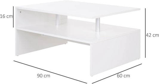 Home gallery 2 tier coffee table with open shelf - white,X-Large,H00487