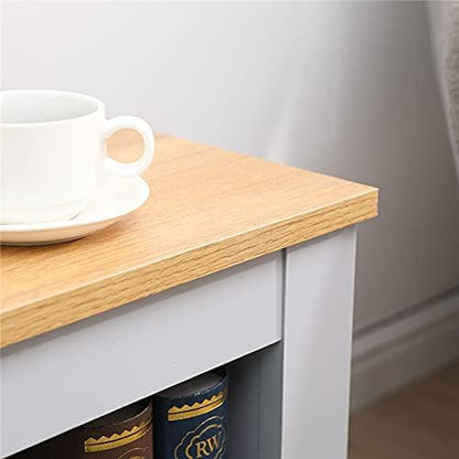 Homeke Lancaster Living Room 3 piece Set Lamp Table Side Table Coffee table with Shelf 2 Drawers Corner TV Stand (Grey+Oak)