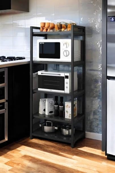 Generic 5-Shelf Industrial Wall-Mounted Rectangular Kitchen Storage Shelf
