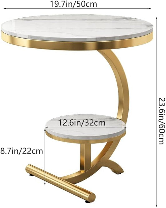 LYLY Nordic Living Room Coffee Table - Balcony & Corner Sofa Table, Stainless Steel, Small & Round Glass Top