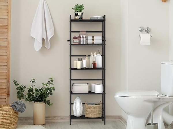 52.76in(H) Tall Bookshelf 5 Tier Bookcase Shelf Storage Organizer Industrial Freestanding Book Shelves Units Large Storage Tired Shelf for Small Space, Living Room, Kitchen, Bedroom, Modern Black