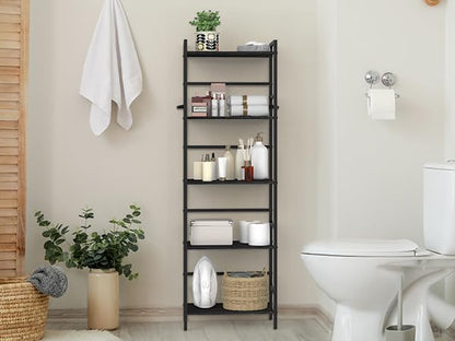52.76in(H) Tall Bookshelf 5 Tier Bookcase Shelf Storage Organizer Industrial Freestanding Book Shelves Units Large Storage Tired Shelf for Small Space, Living Room, Kitchen, Bedroom, Modern Black