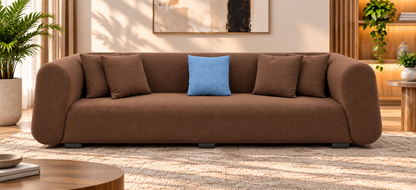 Modern Curved Upholstered 3-Seater Sofa
