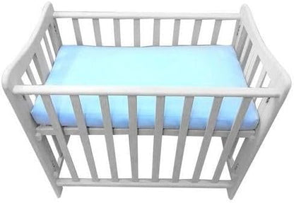 Baby Bed Made of Beech Wood White 3 Levels Open from the Side for Easy Attachment to Mother Bed Comes with Mattress + 4 Pieces Fiber Sides with Sheet and Pillow Free Gift