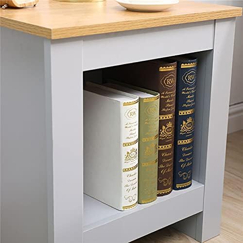 Homeke Lancaster Living Room 3 piece Set Lamp Table Side Table Coffee table with Shelf 2 Drawers Corner TV Stand (Grey+Oak)