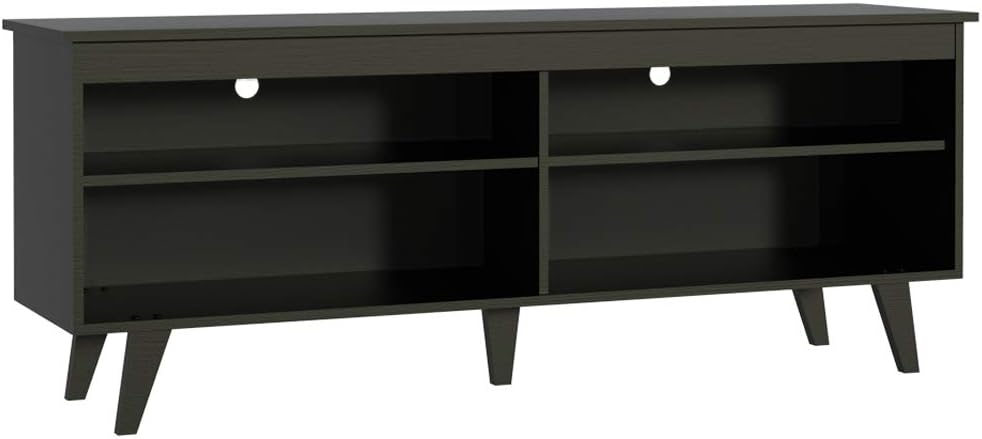 MADESA Modern Entertainment Center, TV Unit, Console Table, TV Stand for TVs up to 65 Inches, with Wire Management and Storage Shelves (Black)