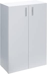 White Vela Bookshelf With 2 Doors | 3 Compartments | 115.5x60x30cm | Modern Side Cabinet | Bookcase | Wardrobe | Wooden Storage Unit | Shoe Storage