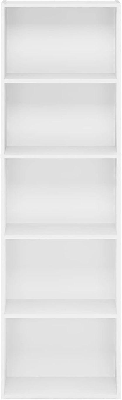 Furinno Luder 5-Tier Reversible Color Open Shelf Bookcase, White