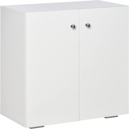 FurniFlex Living Room Sideboard with 2 Doors Auxiliary Wardrobe and 2 Shelves, 70 cm x 39 cm x 70 cm Size, White