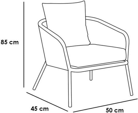 Outdoor Rope Set Form Sampa Rattan,2 Chairs,1 Sofa And 1 Table 4, 1.5Cmx2Cm,Grey