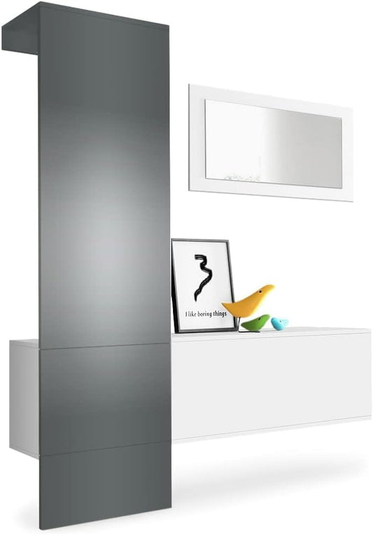 FurniFlex Satin Finish Carlton Wardrobe Set 4-Pieces, 156 cm x 193 cm x 35 cm Size, White Matt/Graphite Satin