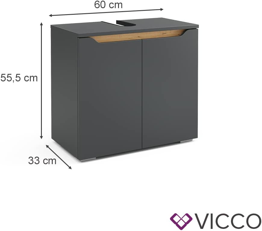 Vicco Fabio Vanity Unit Bathroom Cabinet Anthracite Oak