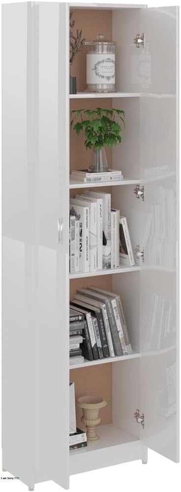 FurniFlex Hallway High Gloss Living Room Storage Wardrobe, White