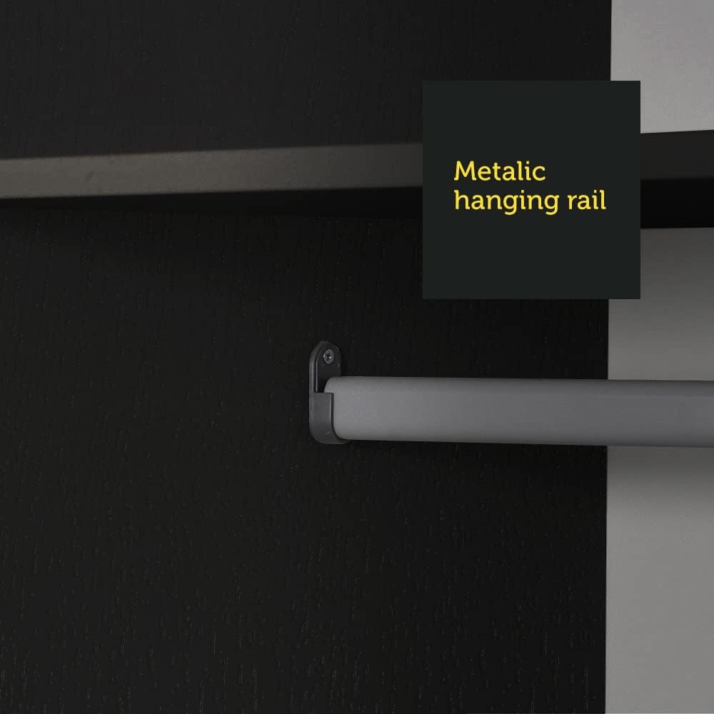 Madesa 2 Door Wardrobe Storage Cabinet, 71” H x 20” D x 31” L - Black
