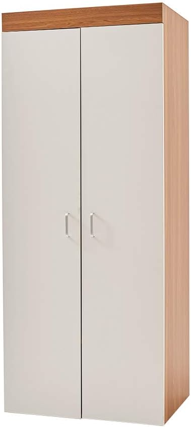 Panana Wooden 2 Doors Tall Wardrobe with Hanging Rail & Storage Shelf Modern Clothes Cupboards for Bedroom Furniture W 70 x D 48.3 x H 170cm (White)