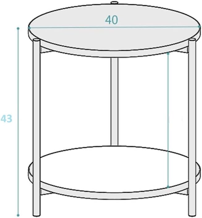 Homes Element Multi-Purpose Modern Versatile Marble Texture 2 Tier Round Shape Coffee Table Nesting Table End Table Bedside Table Nightstand for Living Room Bedroom Reception Office-40x40x43cm(White)