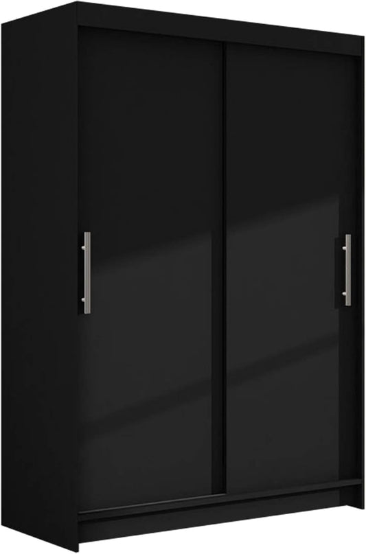 FurniFlex Modern Sliding Door Wardrobe, Black