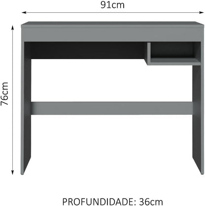 MADESA Compact Home Office Computer Desk, Small Study Writing Table, Workstation, 91 W x 76 H x 36 D Cm - Grey