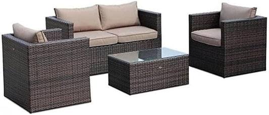 Outdoor Furniture Set Of 4 Rattan 140X70 - Black&Brown