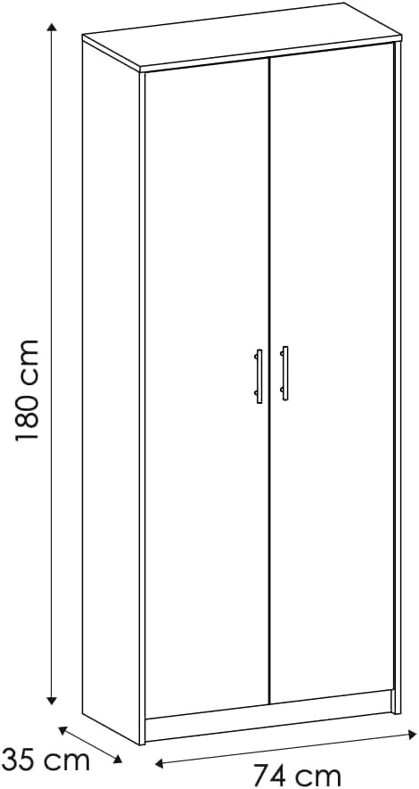 FurniFlex 6-Shelves MDF Wood Wardrobe Cabinet, 74 cm x 180 cm Size, White