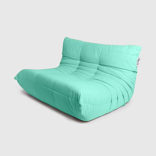Ariika Mellow Couch Mint Outdoor 130W x 102L x 80H, crafted to high standards for ultimate comfort, with memory foam and high-density sponge cushion seating.