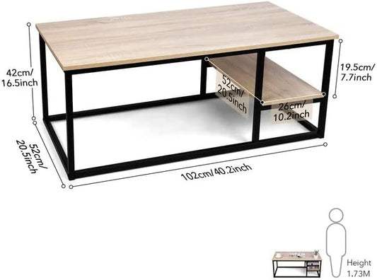 Home Gallery coffee table with shelf- beige 42x102x52