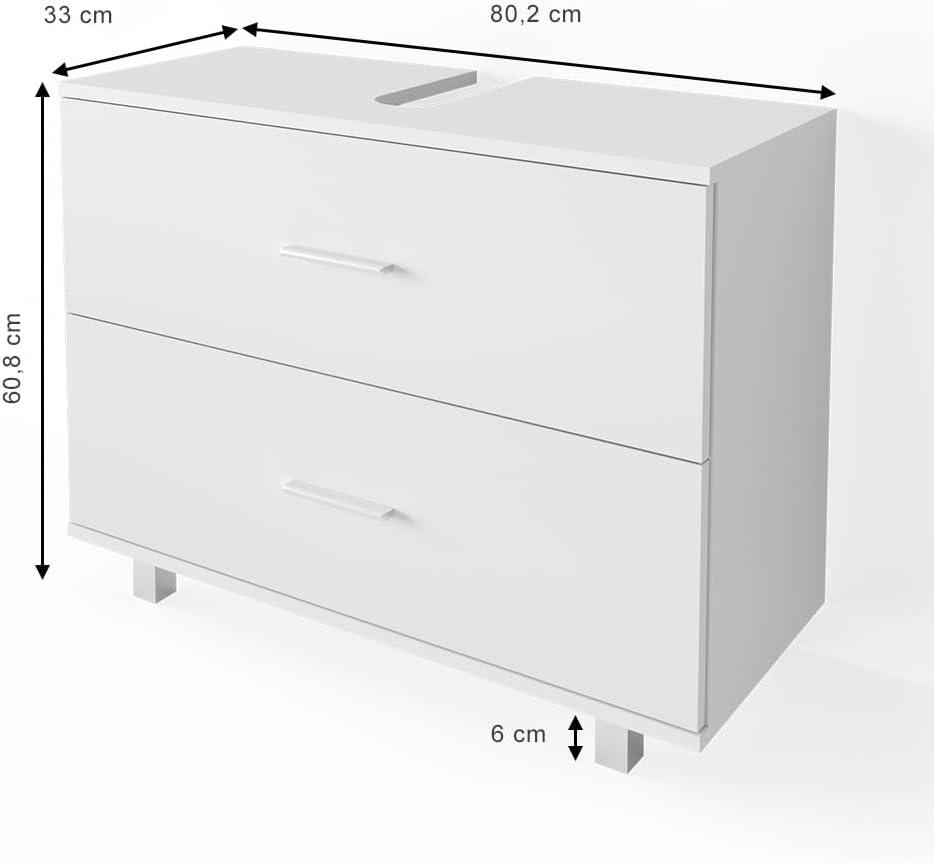Vicco Ilias Vanity Unit, White, 80 x 60.8 cm