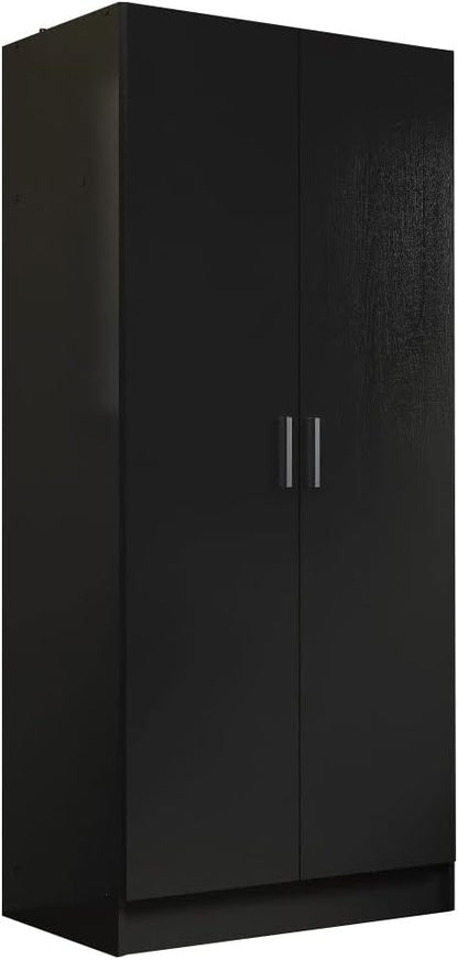 Madesa 2 Door Wardrobe Storage Cabinet, 71” H x 20” D x 31” L - Black
