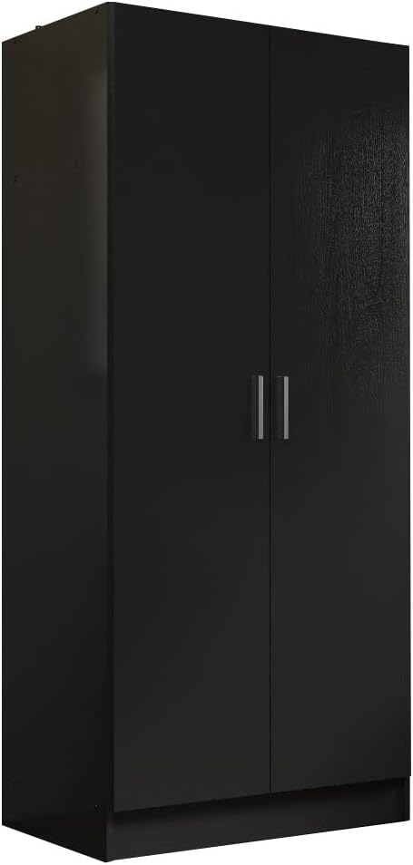 Madesa 2 Door Wardrobe Storage Cabinet, 71” H x 20” D x 31” L - Black