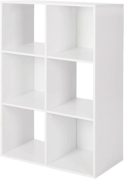 Homme Concept â€“ 6 Cube Storage Unit, White Living Room Bookcases and Shelving Unit, Storage Shelves, Kids Bookcases, Free Standing Wooden Bookcase, Storage Organiser, BookShelf for Home Office.