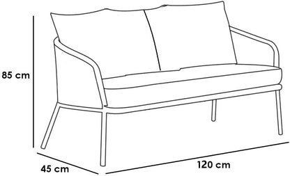 Outdoor Rope Set Form Sampa Rattan,2 Chairs,1 Sofa And 1 Table 4, 1.5Cmx2Cm,Grey