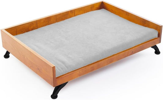 Ricrac Rida Wooden Pet Bed, 70 cm x 100 cm x 25 cm Size, Light Grey Outdoor