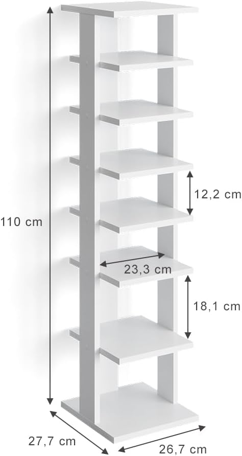 Vicco Sara Shoe Cabinet, White, 27 x 110 cm
