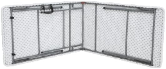 Folding Banquet Table, 244 cm Length, White Top with Grey Metal Frame, Portable