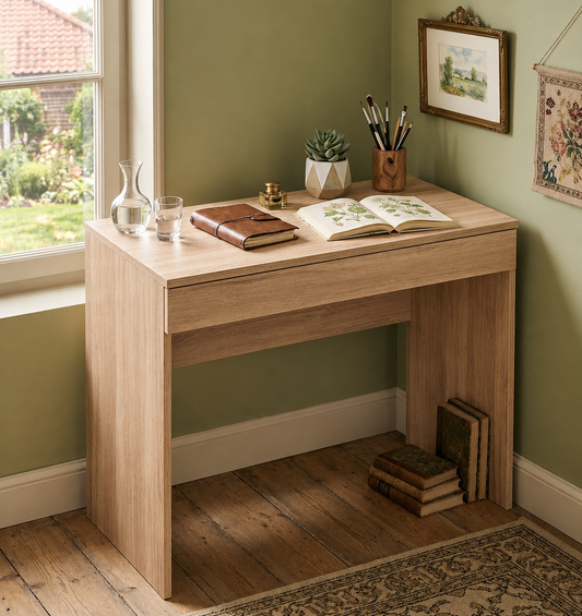 KOMTO Sonoma Oak Desk with 1 Drawer - 53D x 100W x 76H Office Computer Desk with Storage space