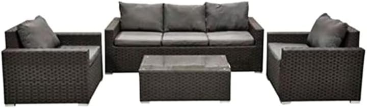 Rattan Outdoor Furniture Set 4 Pieces 200X70 - Black