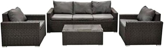 Rattan Outdoor Furniture Set 4 Pieces 200X70 - Black