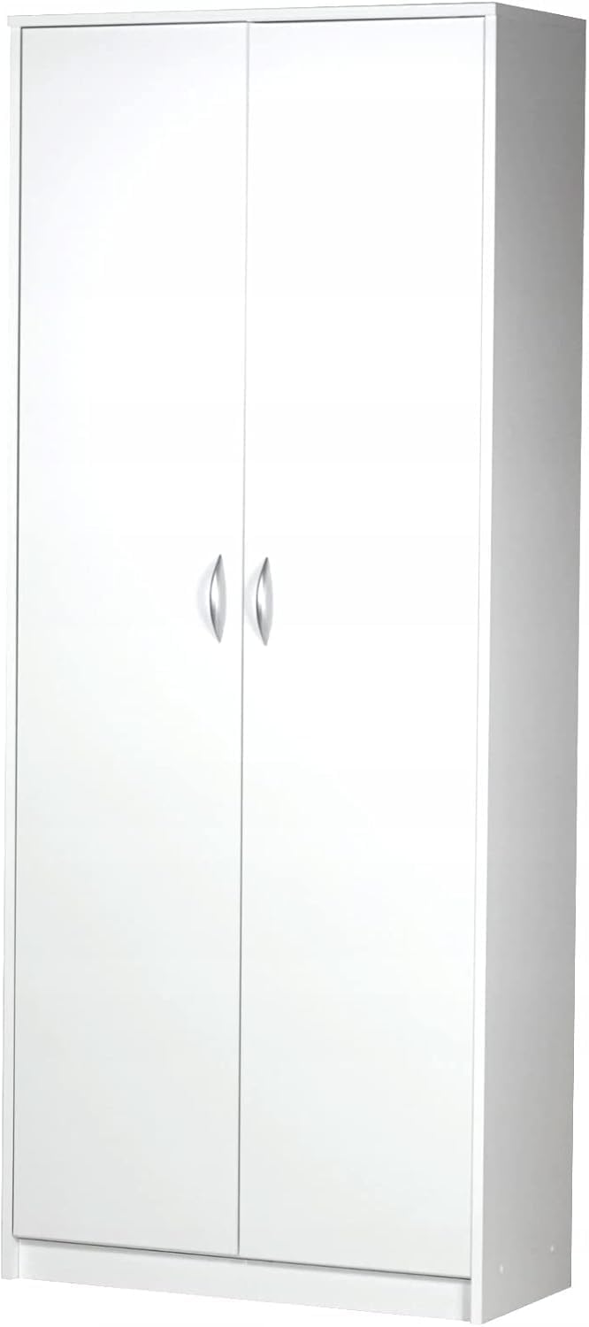 FurniFlex 6-Shelves MDF Wood Wardrobe Cabinet, 74 cm x 180 cm Size, White