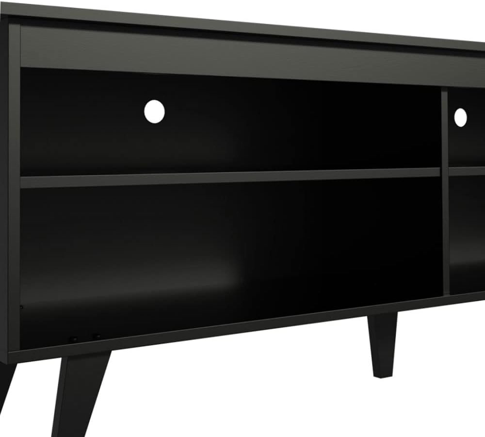 MADESA Modern Entertainment Center, TV Unit, Console Table, TV Stand for TVs up to 65 Inches, with Wire Management and Storage Shelves (Black)