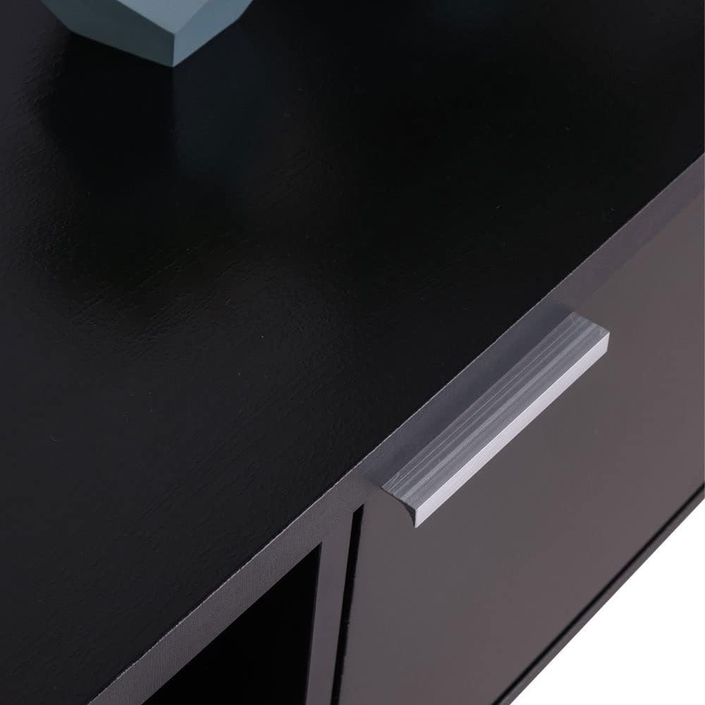 Madesa TV Stand Cabinet with Storage Space and Cable Management, TV Table Unit for TVs up to 65 Inches, Wooden, 16'' H x 15'' D x 57'' L - Black