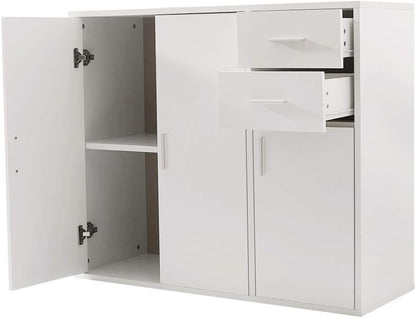Panana Sideboard Storage Cupboard Cabinet Unit with Doors and Drawers Living Room Bedroom Furniture White