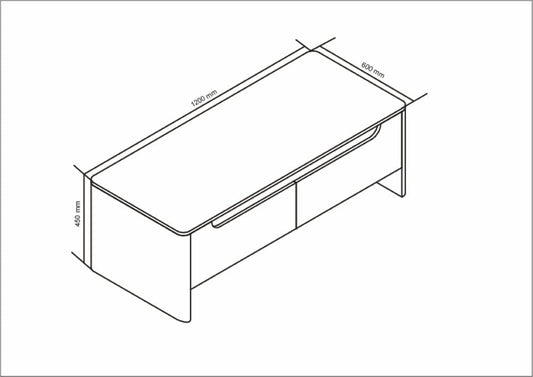 FurniFlex Rounded Corner Coffee Table with 2 Drawers, 120 cm x 60 cm x 45 cm Size, White