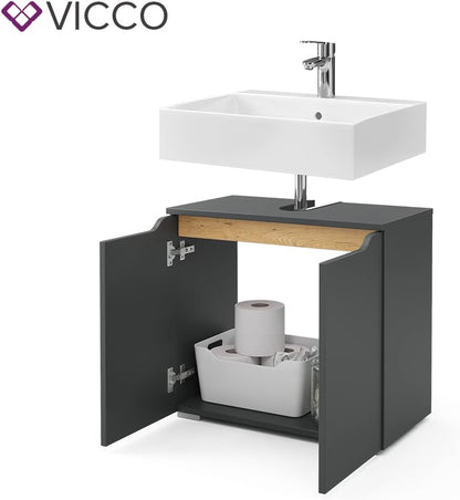 Vicco Fabio Vanity Unit Bathroom Cabinet Anthracite Oak