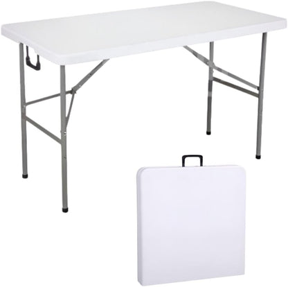 Durabull 4ft 120cm Plastic Fold In Half Trestle Table - Indoor & Outdoor Solution. All Occasions, Easy Setup & Compact. 175kg Strong Capacity. Camping, Garden, Meeting, Crafting, Car Boot, Dining.