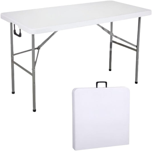 Durabull 4ft 120cm Plastic Fold In Half Trestle Table - Indoor & Outdoor Solution. All Occasions, Easy Setup & Compact. 175kg Strong Capacity. Camping, Garden, Meeting, Crafting, Car Boot, Dining.